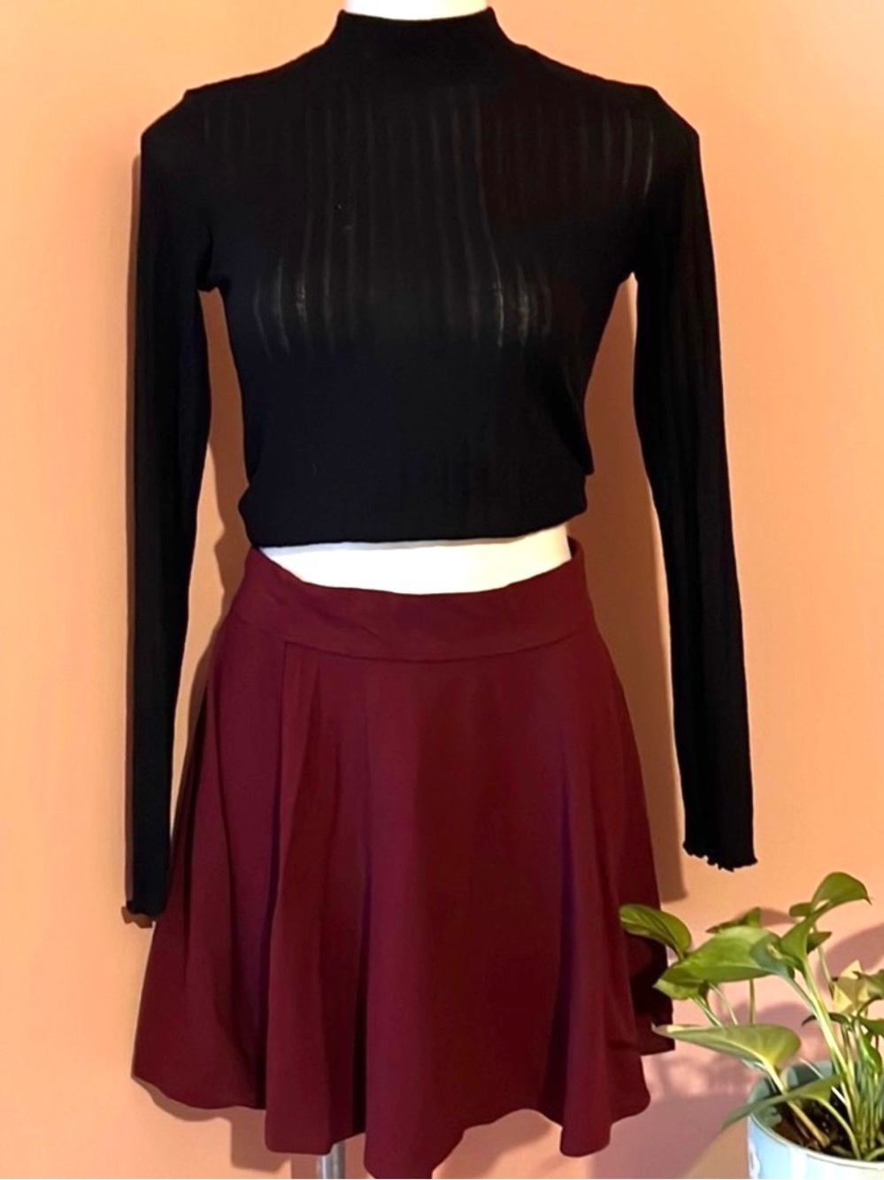 Hollister Wine Red Skater Skirt